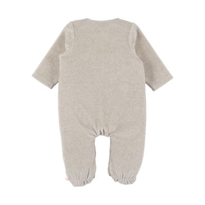 Noukie's F&O Pyjama Met Borduursel - 1 Mnd - Velours - Beige Noukie's F&O Pyjama Met Borduursel - 1 Mnd - Velours - Beige