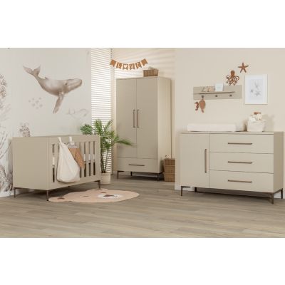 TWF Ledikant 70 x 140 - Commode XL 3 Laden 1 Deur Metaal - Hanglegkast XL 3 Deuren 2 Lade Salerno Metaal