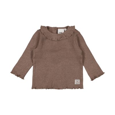 Feetje Better Together Longsleeve Rib Shirt - Maat 56 - Bruin Melange