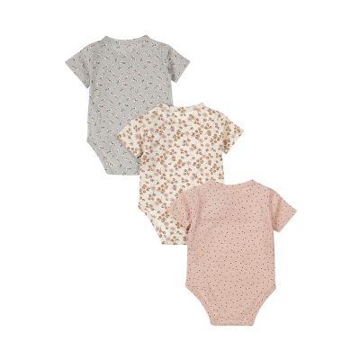 Dirkje Romper Korte Mouw Multi Colour Pink 3-Pack 62/68