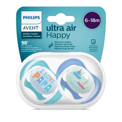 Philips Avent Fopspeen Ultra Air Papa Blauw 6-18mnd (2 stuks) SCF080/03