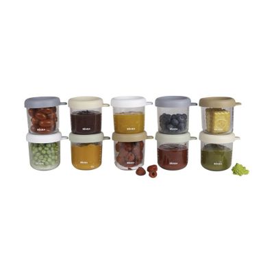 Beaba Glazen Bewaarpotjes – 10 Stuks – 250 ml – Natural Color Mix