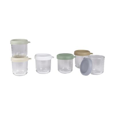 Beaba Glazen Bewaarpotjes – 6 Stuks – 250 ml – Natural Color Mix