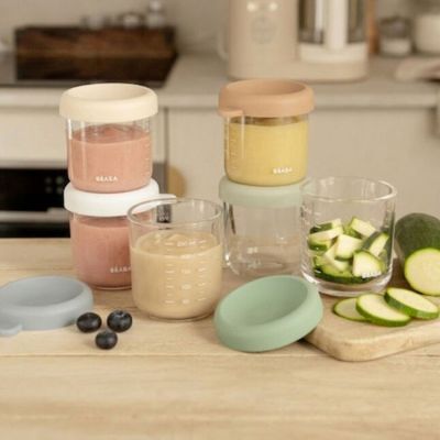 Beaba Glazen Bewaarpotjes – 6 Stuks – 250 ml – Natural Color Mix