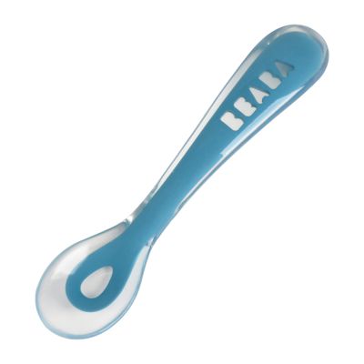 Beaba 3-Vaks Bord + Lepel Siliconen Blue