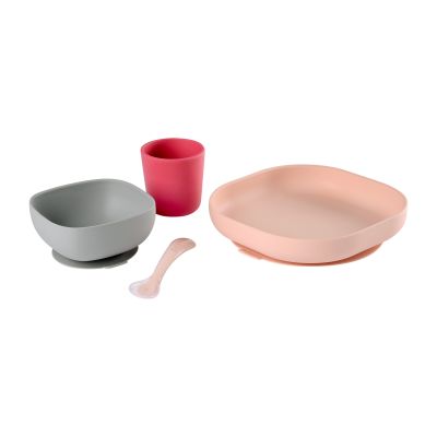 Beaba Eetset Siliconen Pink 4Delig