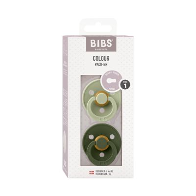 BiBs Retro Fopspeen - Rond - 2 Stuks - 0-6 Mnd - Sage/Hunter Green