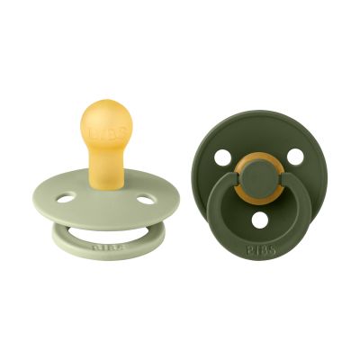 BiBs Retro Fopspeen - Rond - 2 Stuks - 6-18 Mnd - Sage/Hunter Green 