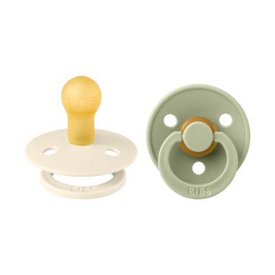 BiBs Retro Fopspeen - Rond - 2 Stuks - 0-6 Mnd - Sage/Ivory