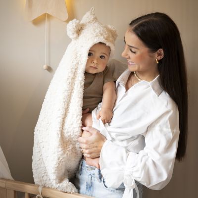 Baby's Only Wikkeldeken Met Oortjes Snow Wolwit Baby's Only Wikkeldeken Met Oortjes Snow Wolwit