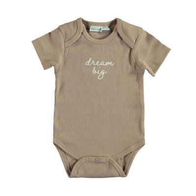 Babylook Dream Rib Korte Mouw Romper - Warm Taupe