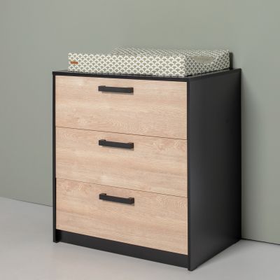 Europe Baby Nova Ledikant 60x120/Commode 3 Laden/Hanglegkast 2 Deuren - Zwart/Eiken