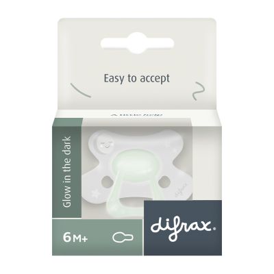 Difrax Fopspeen Baba Glow In The Dark Natural 6mnd+ Ass.
