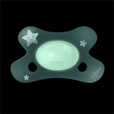 Difrax Glow In The Dark Fopspeen - Anatomisch - 0-6 Mnd - Wit