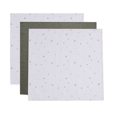 Jollein Multidoek Hydrofiel Stargaze Leaf Green 70 x 70 cm 3-pack