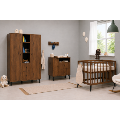 Bopita Ledikant 70 x 140 - Commode - 2‑Deurskast XL - Zara - Walnoot