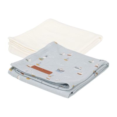 Little Dutch Multidoek 2 Stuks Sailors Bay/Pure Soft White 70 x 70 cm