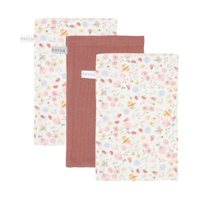 Little Dutch Washandje Pure Blush Roze / Flowers &amp; Butterflies 3 Stuks
