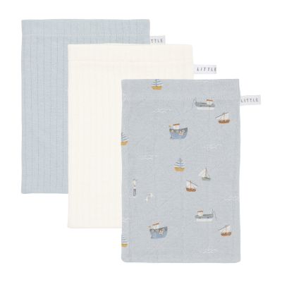 Little Dutch Washand Sailors Bay/Pure Soft White/Pure Soft Blue 3-Pack