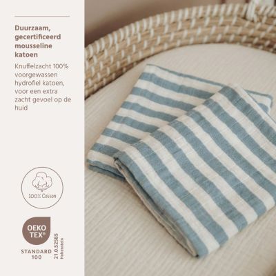 Meyco Baby Fat Stripe Monddoekjes - 2 Stuks - 30x30 cm - Pre-Washed Hydrofiel - Jeans Blue Meyco Baby Fat Stripe Monddoekjes - 2 Stuks - 30x30 cm - Pre-Washed Hydrofiel - Jeans Blue