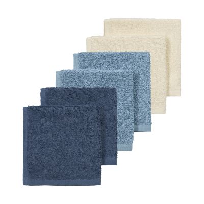 Meyco Baby Monddoekjes - 6 stuks - 30x30 cm - Natural / Jeans Blue / Indigo