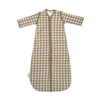 Meyco Slaapzak Gevoerd Met Afritsbare Mouwen - Vichy Square - Dark Taupe 