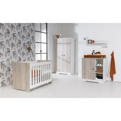 Interbaby Ledikant 70 x 140 Incl. Juniorzijden - Commode 1 deur 3 vakken Rock
