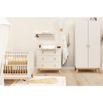 Bopita Ledikant 70 x 140 cm - Commode - Kast 2drs - Lines - Dune/Natural Bopita Ledikant 70 x 140 cm - Commode - Kast 2drs - Lines - Dune/Natural
