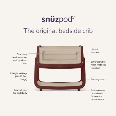 Snuz Co-Sleeper - SnuzPod 5 - Rouge