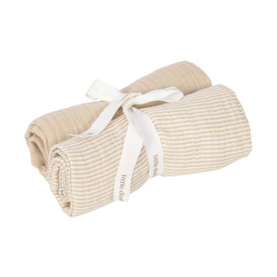 Little Dutch Pure Swaddle Doeken - Set Van 2 - Hydrofiel - 70 x 70 cm - Soft Beige