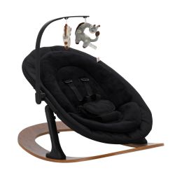 Qute Q-Sittle Newborn Rocker Woody Black + Bekleding Black