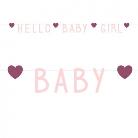 Haza Letterslinger Pink Hearts Hello Baby Girl
