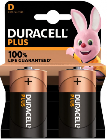 Duracell Batterij Plus Alkaline 100% D 2 pack (LR20)