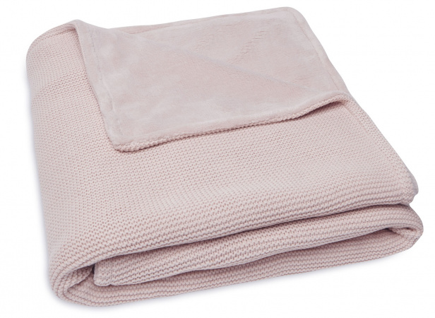 Jollein Ledikantdeken Basic Knit Pale Pink/Fleece <br> 100 x 150 cm
