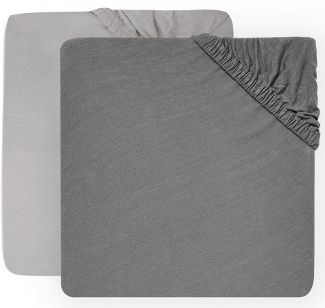 Jollein Ledikanthoeslaken Jersey Soft Grey/Storm Grey 60 x 120 cm 2-Pack