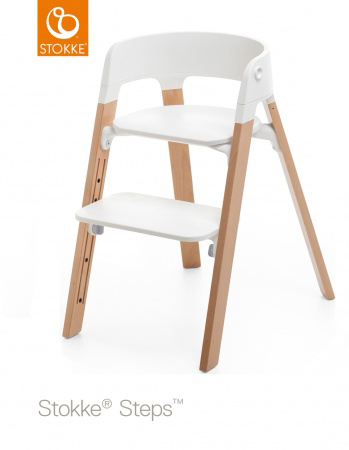 Stokke® Steps™ Chair Seat White Legs Beech Wood Natural