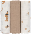 Lässig Swaddle & Burp Blanket L Little Mateys Royal Blue 85 x 85 cm 3-Pack
