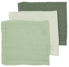 Meyco Monddoek Hydrofiel Pre-Washed Uni Offwhite/Soft Green/Forest Green 30 x 30 cm 3-Pack